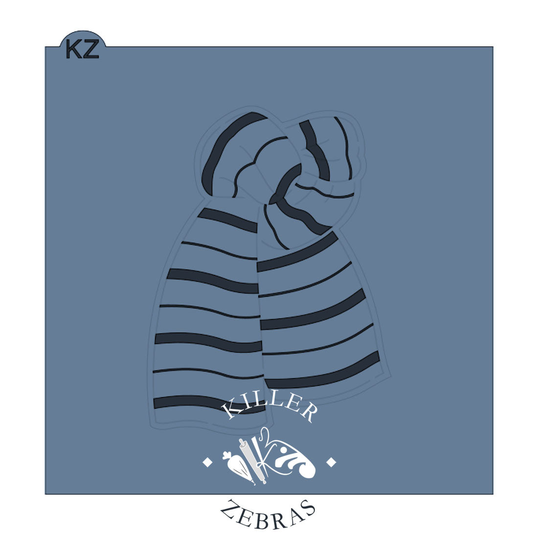 Cookie Cutters Knotted Scarf Cutter/Stencil No Cutter Stripes Stencil Only