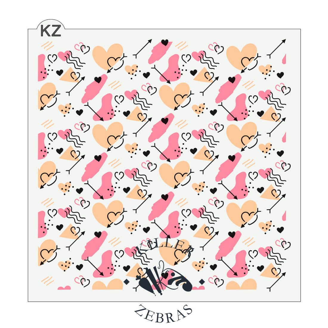 5.5 x 5.5 Stencil Shot Through The Heart 3 Part Stencil