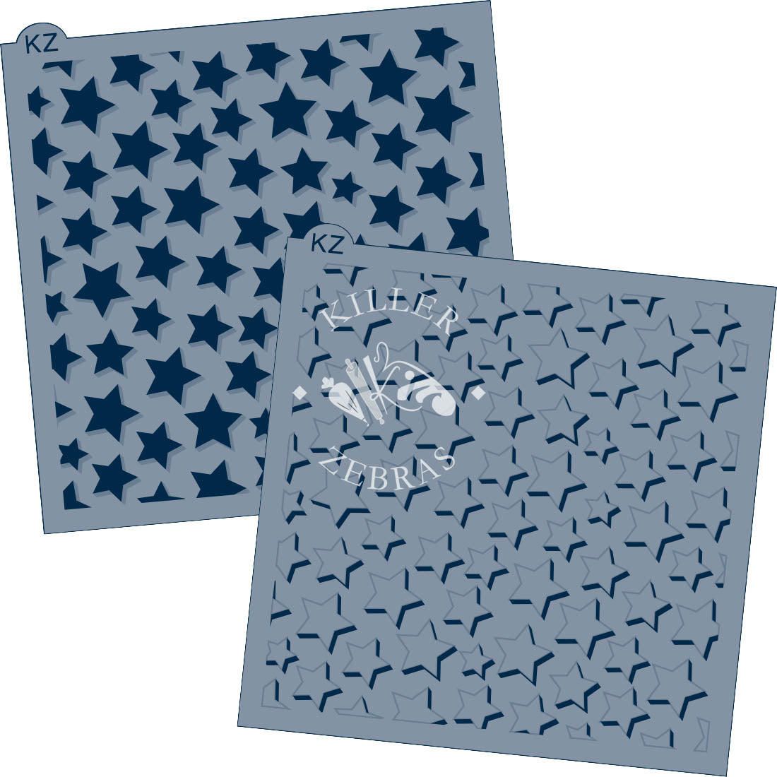 5.5 x 5.5 Stencil 3D Stars 2 Part Stencil