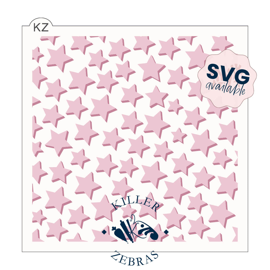 5.5 x 5.5 Stencil 3D Stars 2 Part Stencil