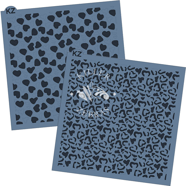 Heart Leopard Print 2 Part Stencil - Killer Zebras