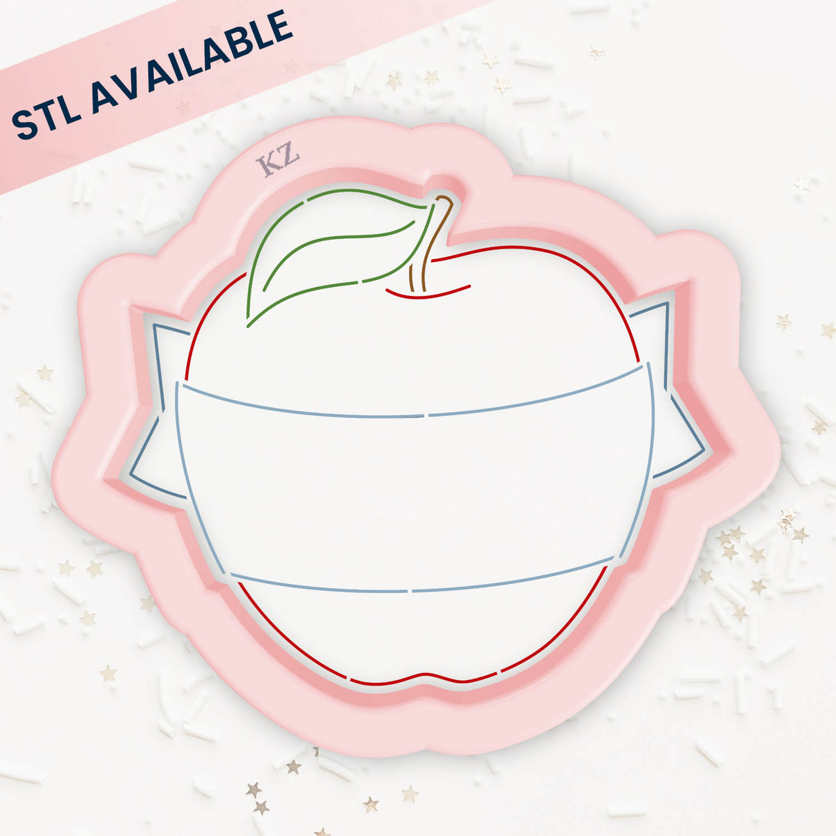 Cookie Cutters Apple With Banner – Cookie Cutter &amp; Stencil Set
