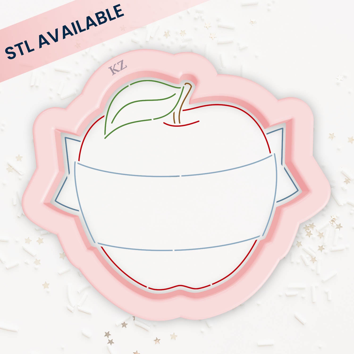 Cookie Cutters Apple With Banner – Cookie Cutter & Stencil Set