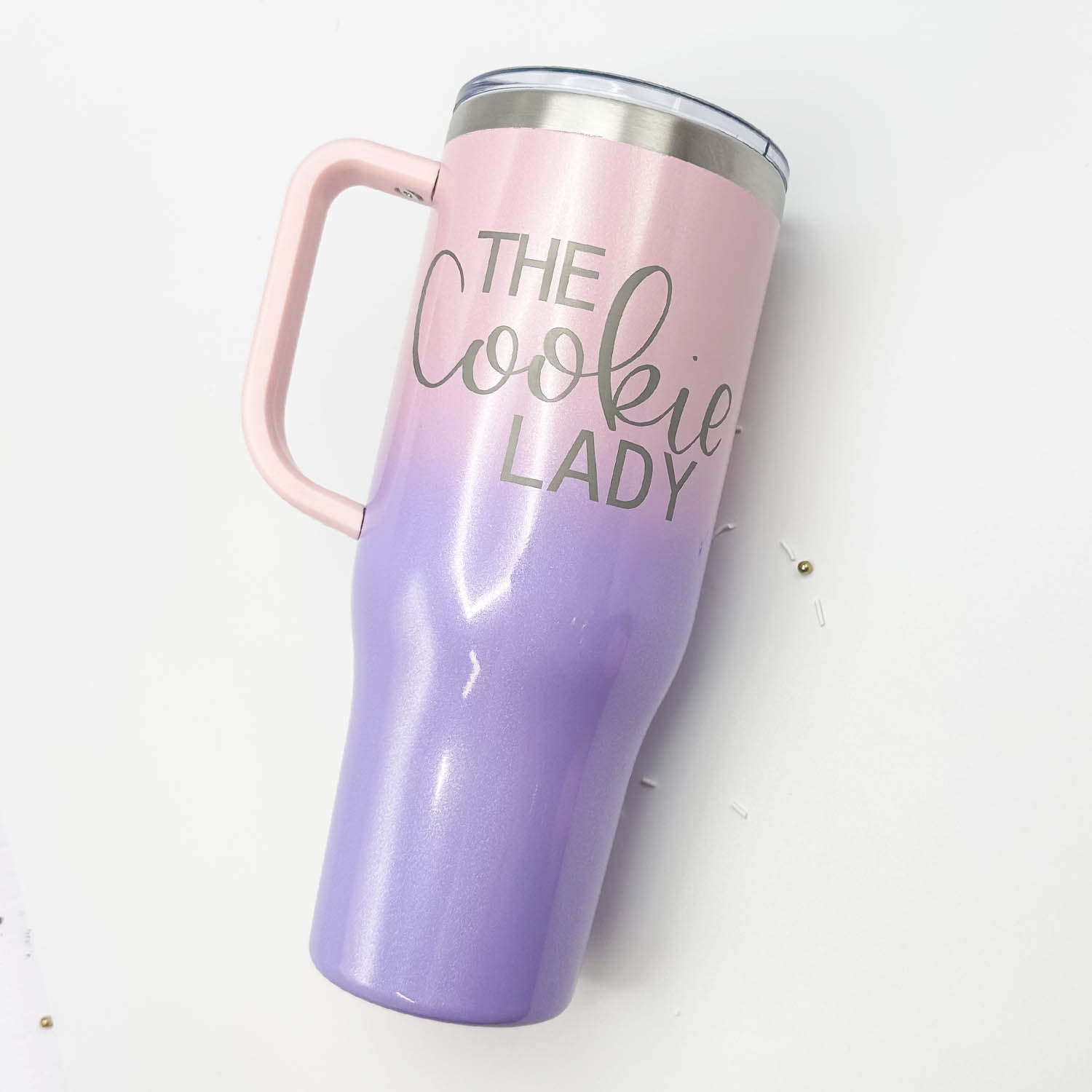 Tumbler Berry Ombre Glitter Stainless Steel 40 oz. Tumbler with Handle