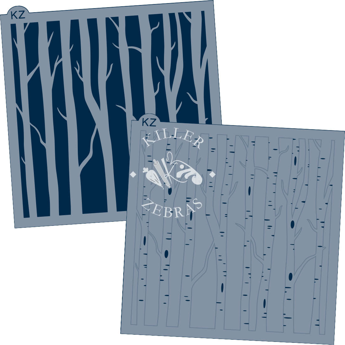 5.5 x 5.5 Stencil Birch Trees 2 Part Stencil