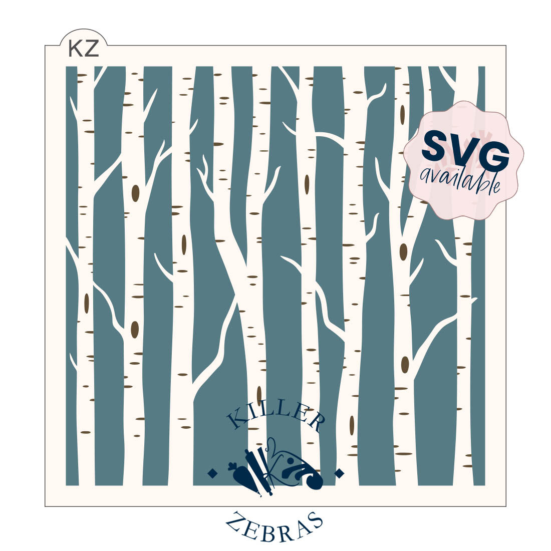 5.5 x 5.5 Stencil Birch Trees 2 Part Stencil