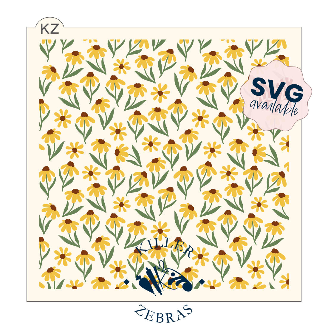 5.5 x 5.5 Stencil Black Eyed Susans – Layered Cookie Stencil