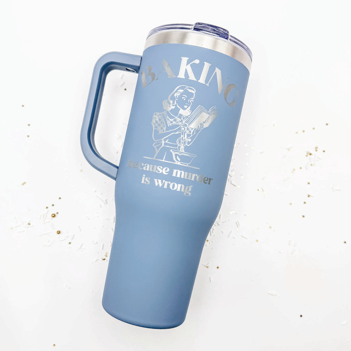 Tumbler Blue Slate Satin Stainless Steel 40 oz. Tumbler with Handle