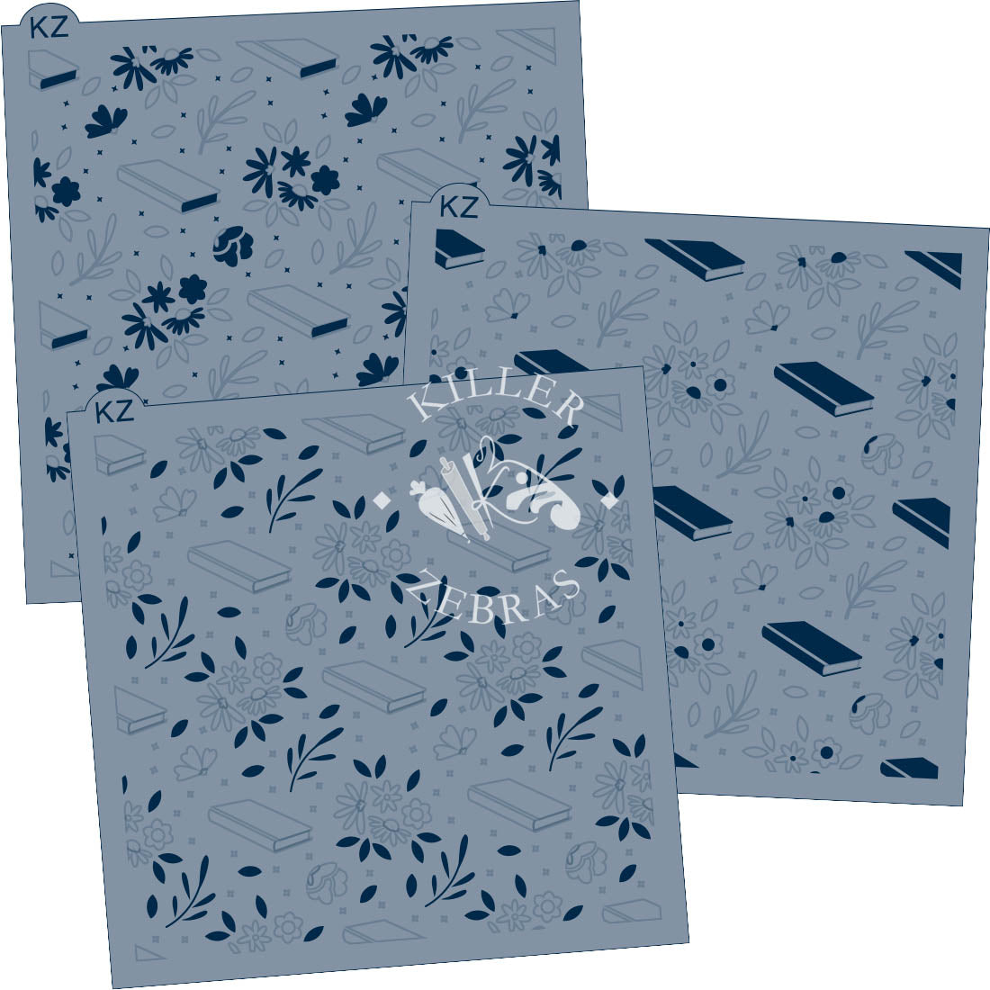 5.5 x 5.5 Stencil Book Lover 3 Part Stencil