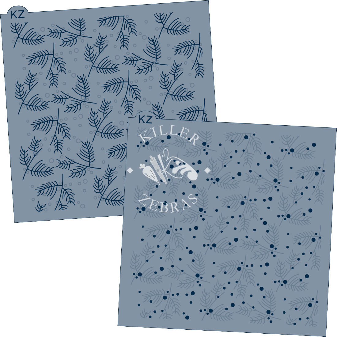 5.5 x 5.5 Stencil Branches and Berries 2 Part Stencil