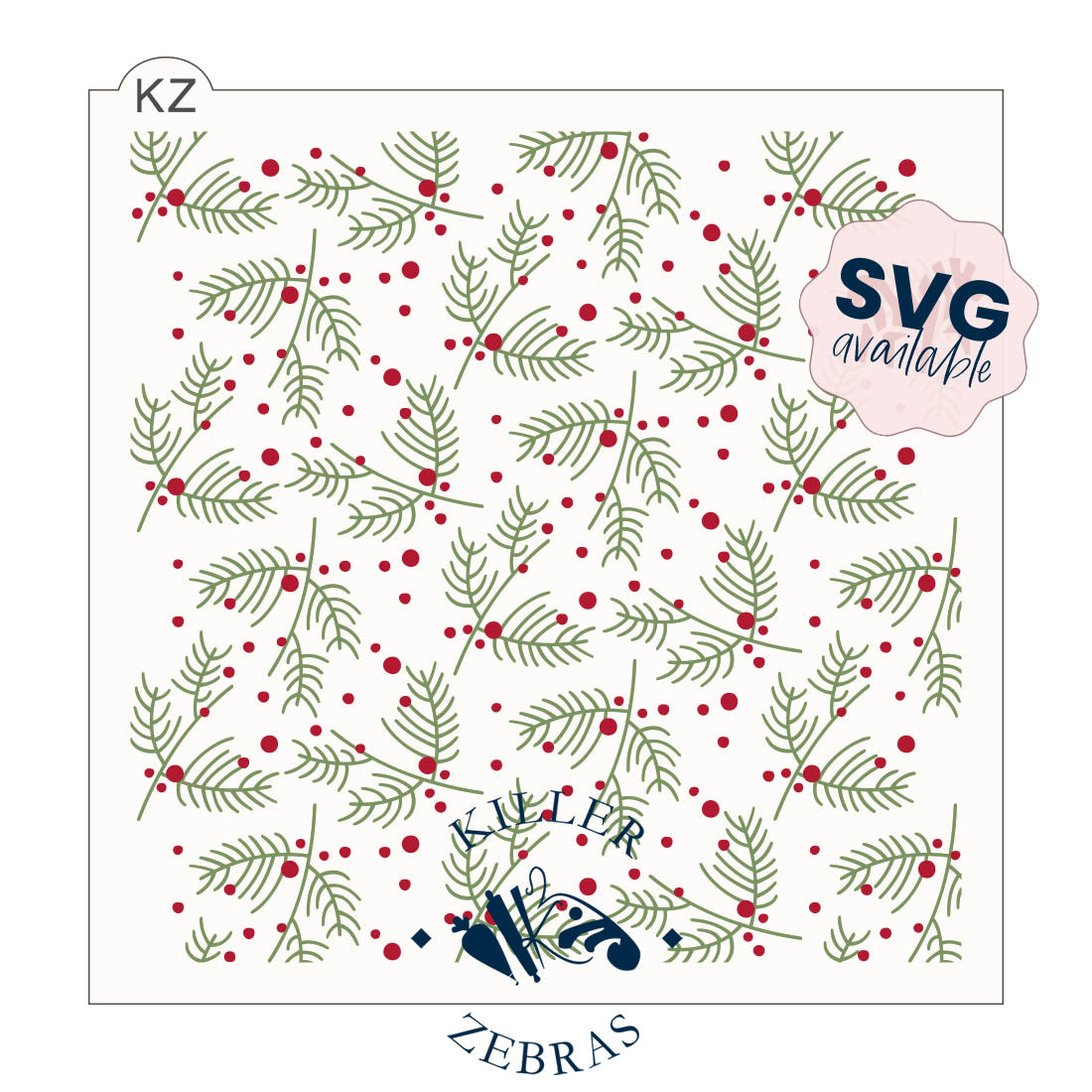 5.5 x 5.5 Stencil Branches and Berries 2 Part Stencil