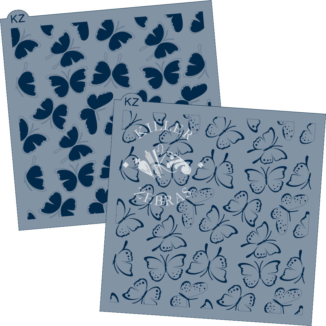 5.5 x 5.5 Stencil Butterflies 2 Part Stencil