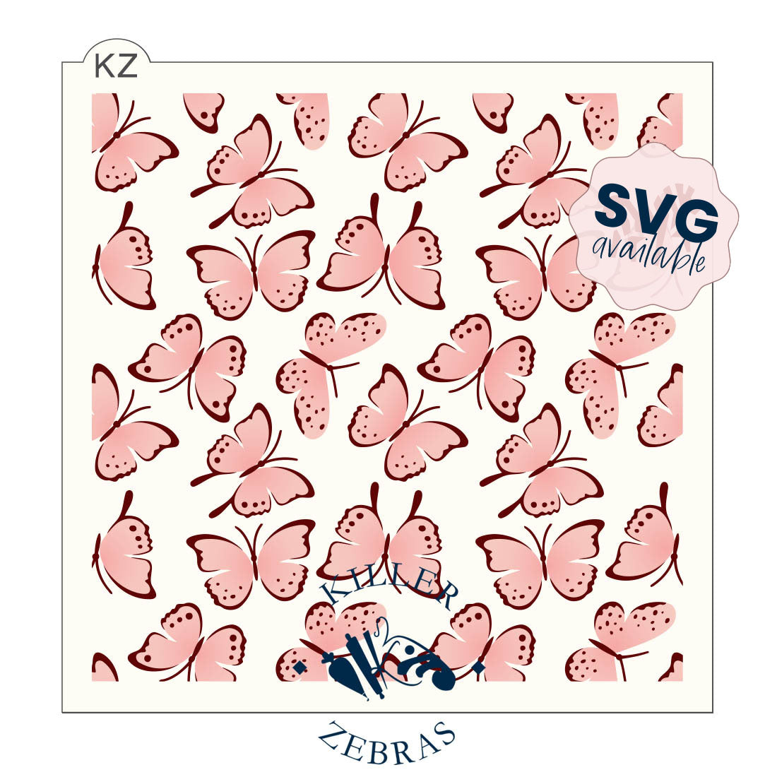 5.5 x 5.5 Stencil Butterflies 2 Part Stencil