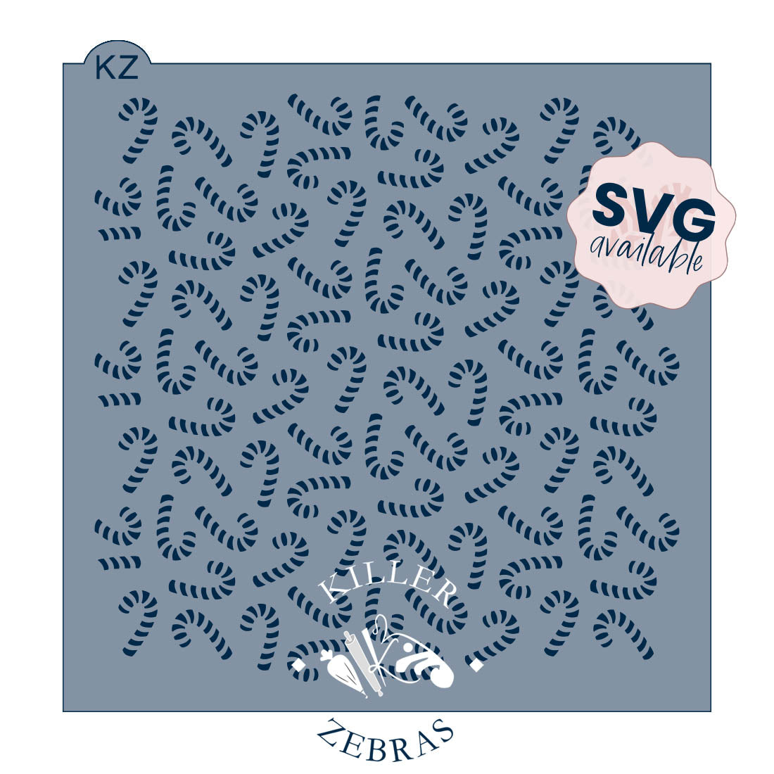 5.5 x 5.5 Stencil Candy Cane Lane Stencil