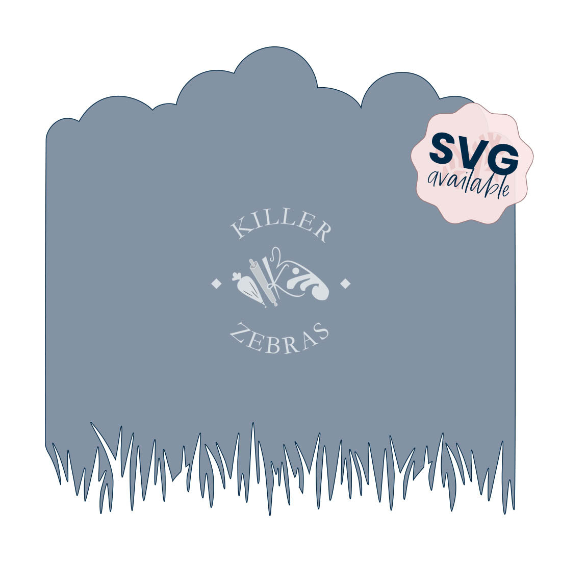 Cloud and Grass Line Stencil | Killer Zebras