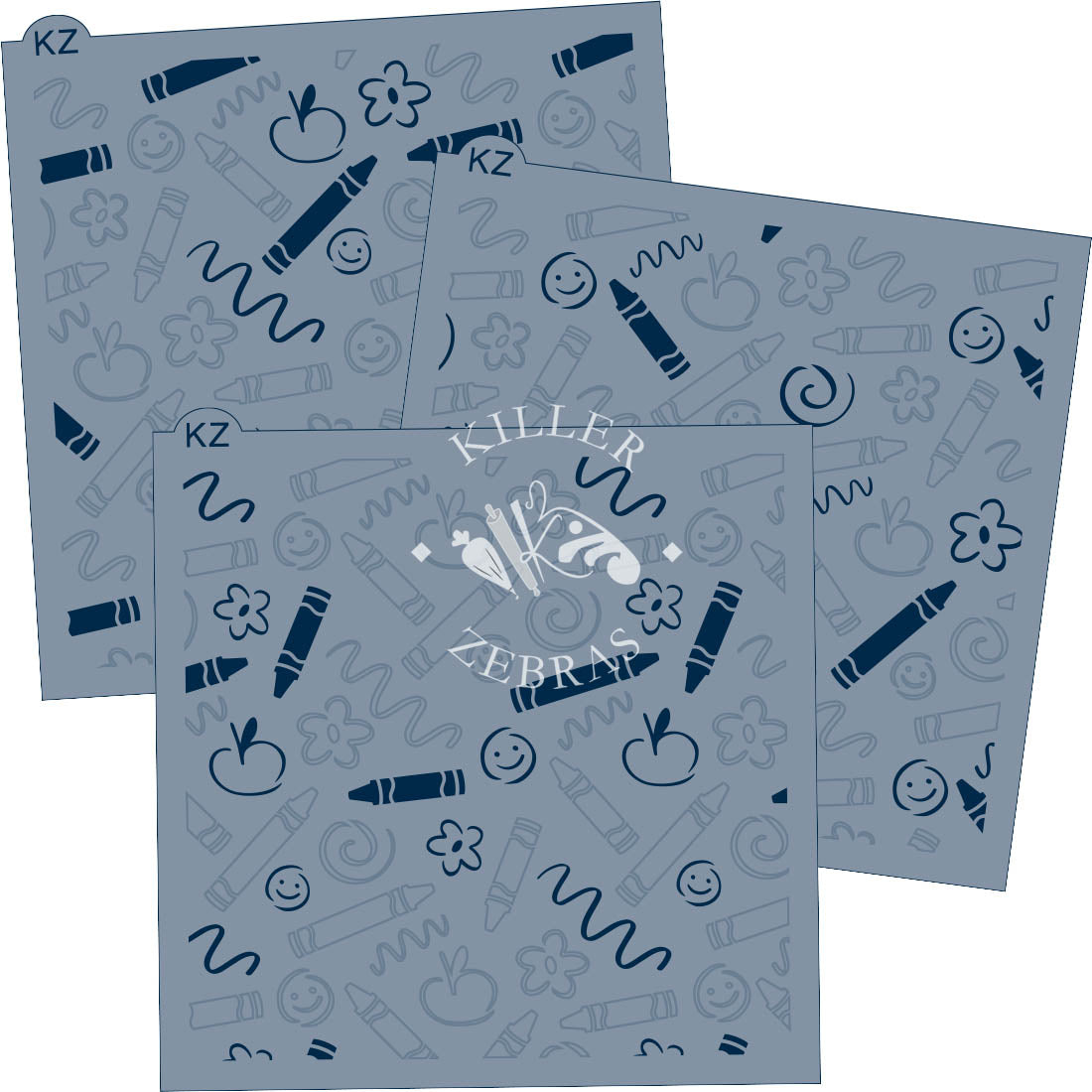 5.5 x 5.5 Stencil Colorful Crayons 3 Part Stencil