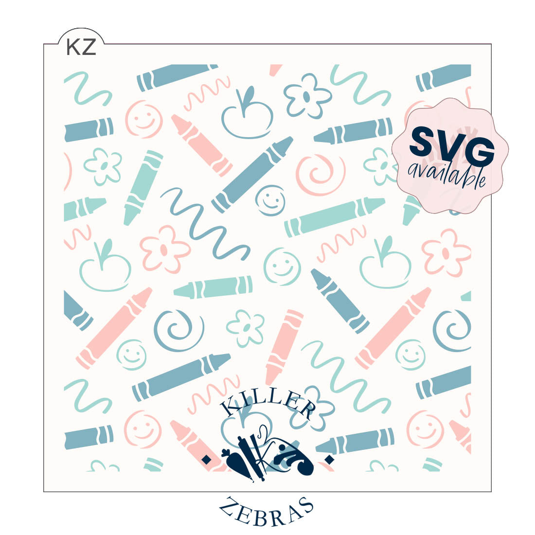 5.5 x 5.5 Stencil Colorful Crayons 3 Part Stencil