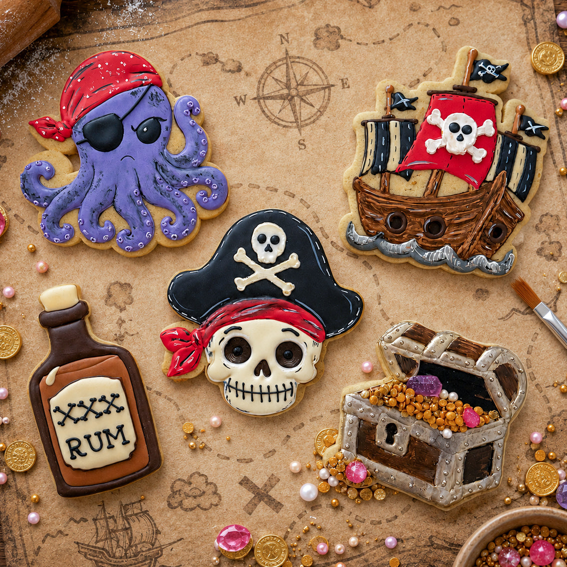 Cookie Cutters CSLA Pirate Octopus – Cookie Cutter &amp; Stencil Set