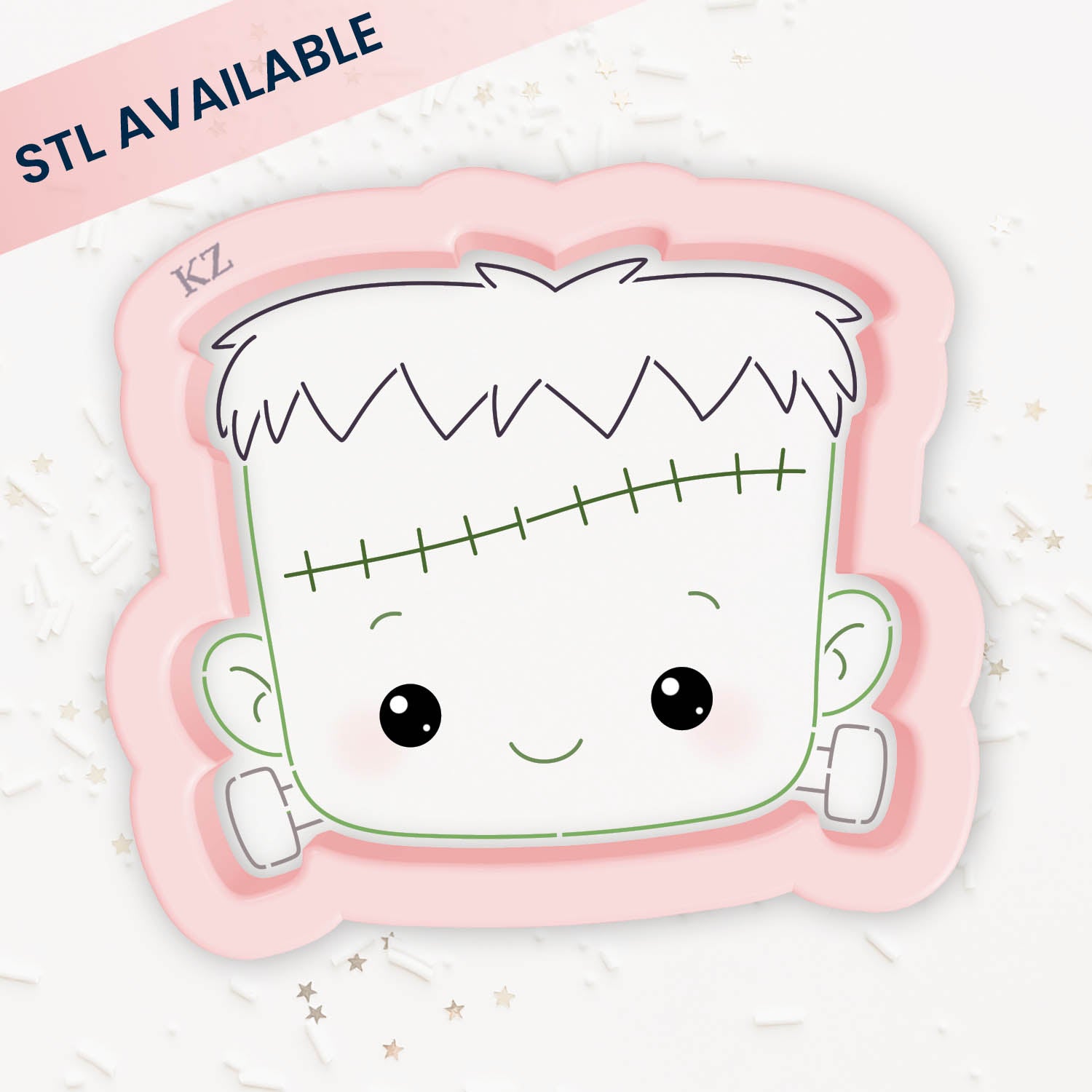 Cute Frankenstein's Monster – Cookie Cutter & Stencil Set