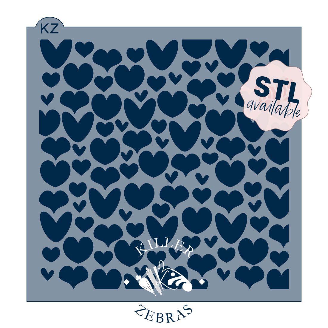 5.5 x 5.5 Stencil Cutie Hearts Stencil