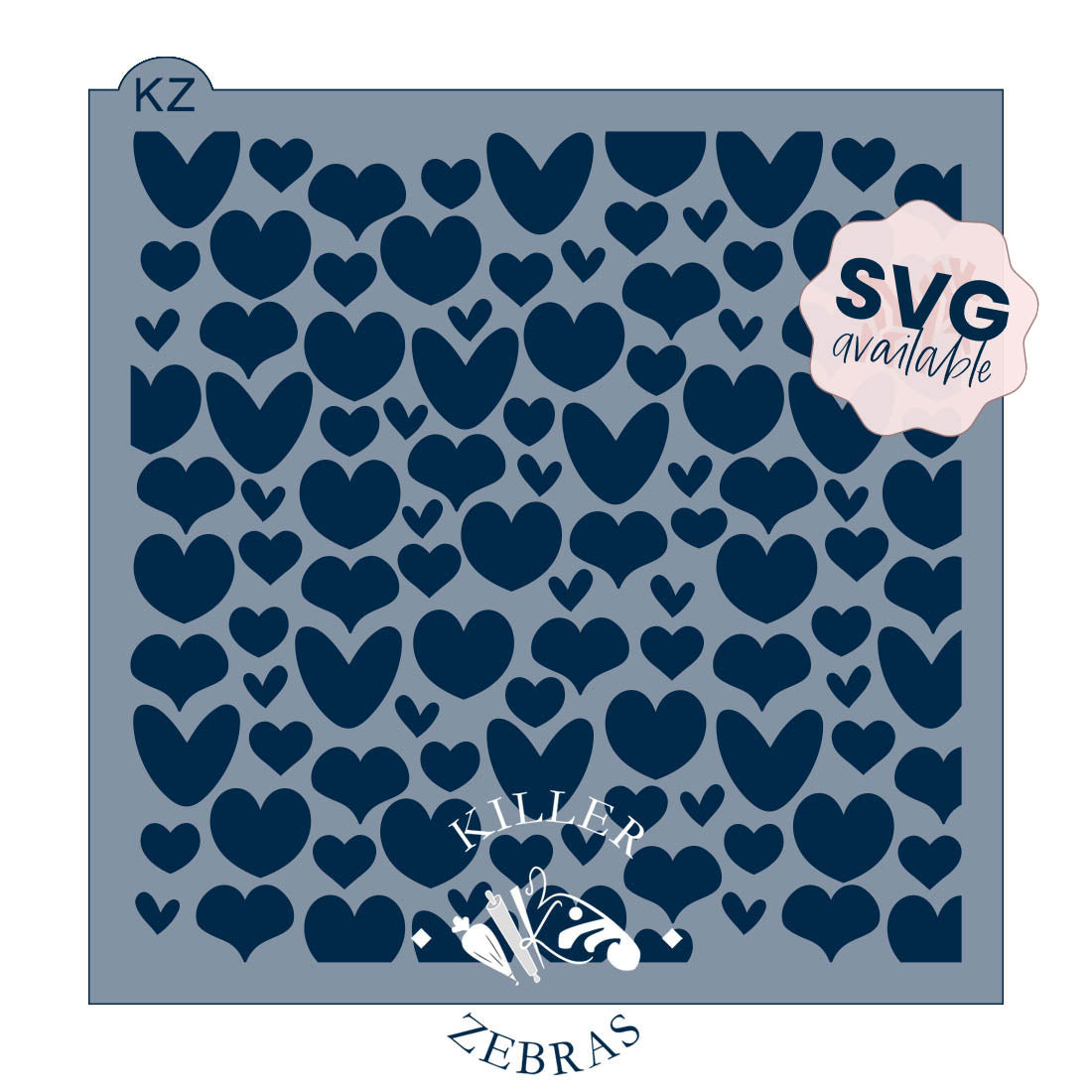 5.5 x 5.5 Stencil Cutie Hearts – Cookie Stencil