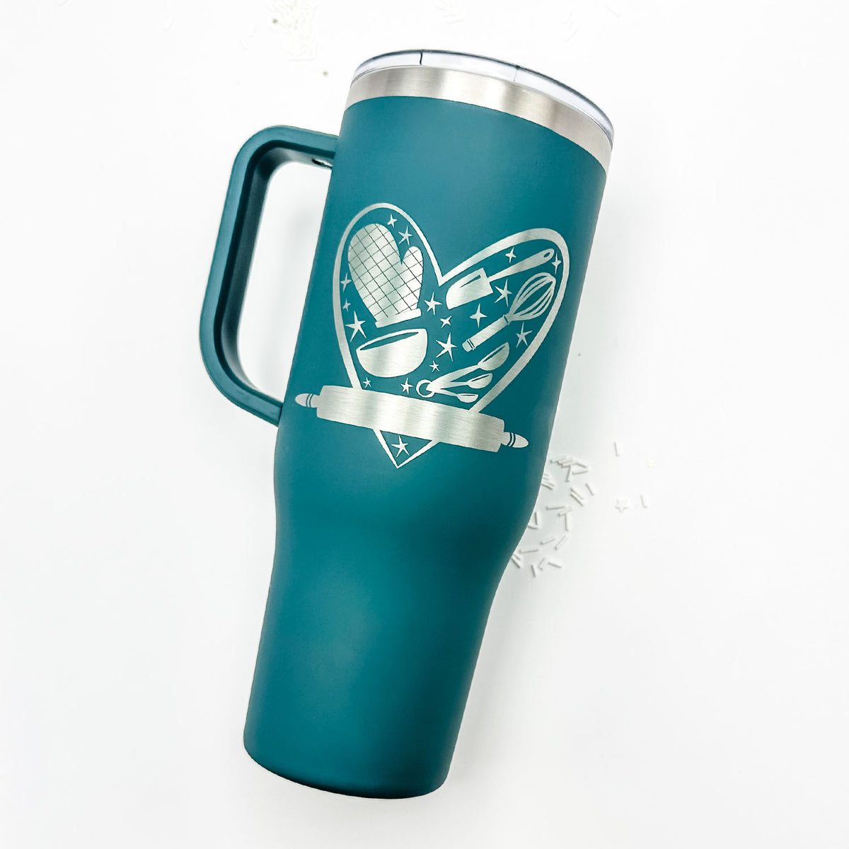 Tumbler Teal Satin Stainless Steel 40 oz. Tumbler with Handle