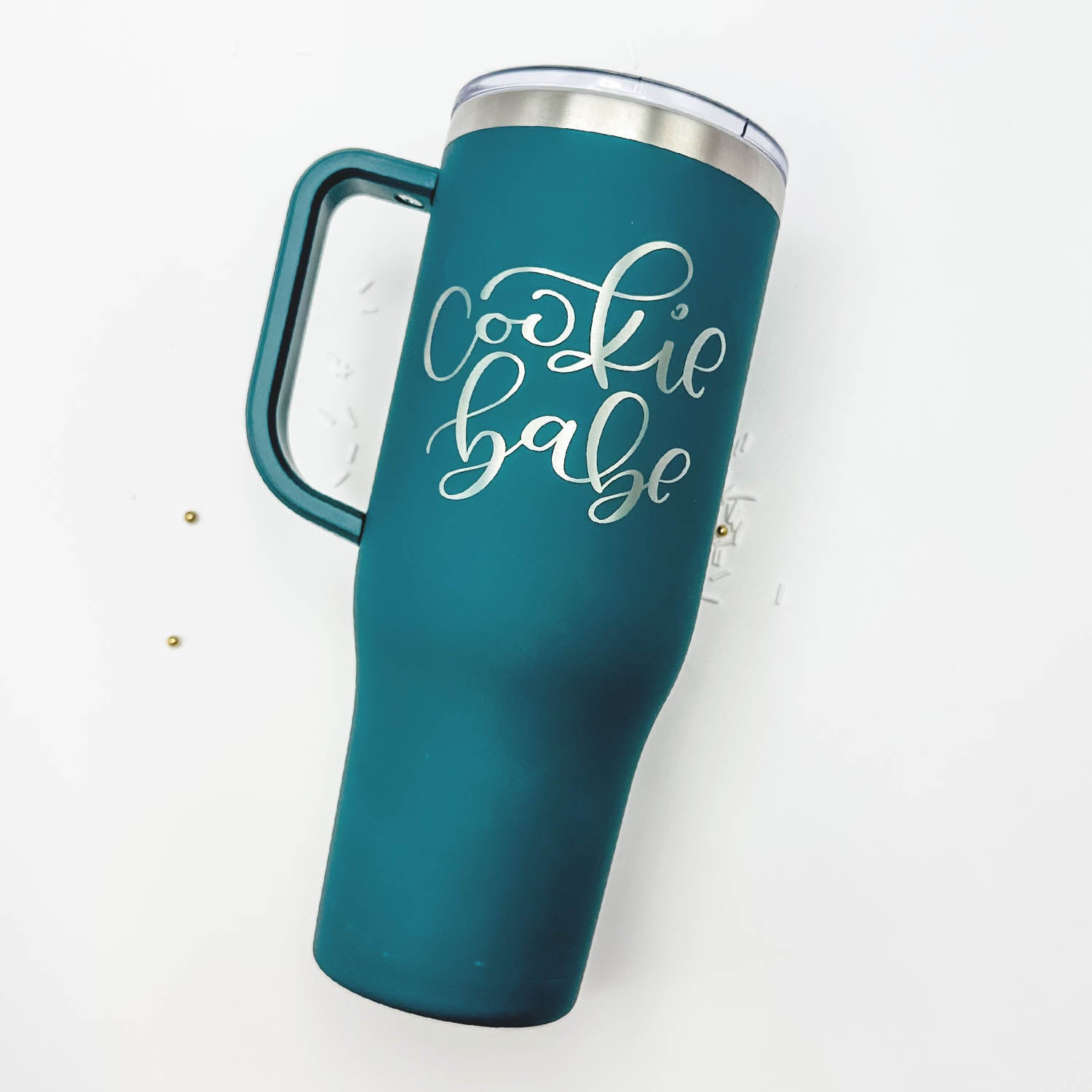 Teal Satin Stainless Steel 40 oz. Tumbler with Handle