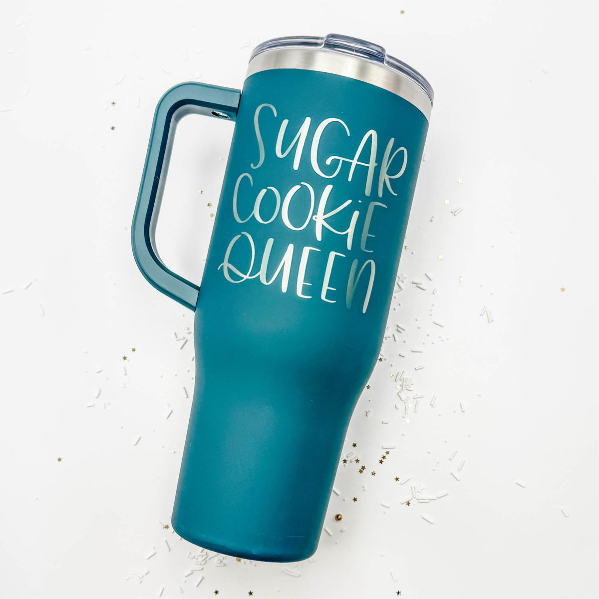 Tumbler Teal Satin Stainless Steel 40 oz. Tumbler with Handle