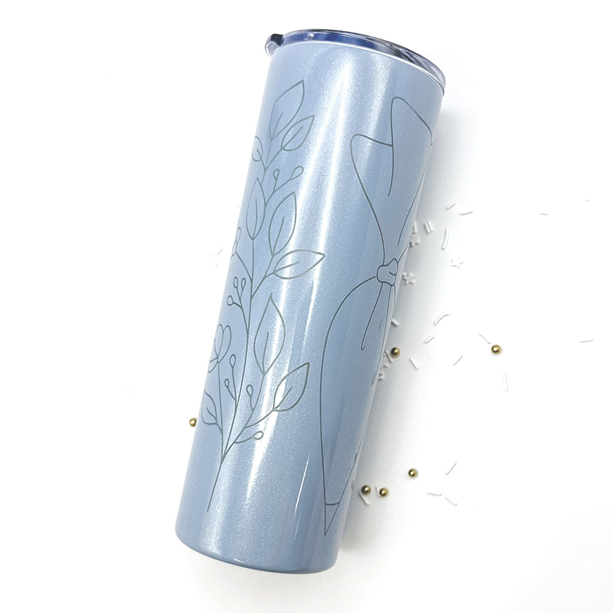 Tumbler Dusty Blue Glitter Stainless Steel 20 oz. Tumbler
