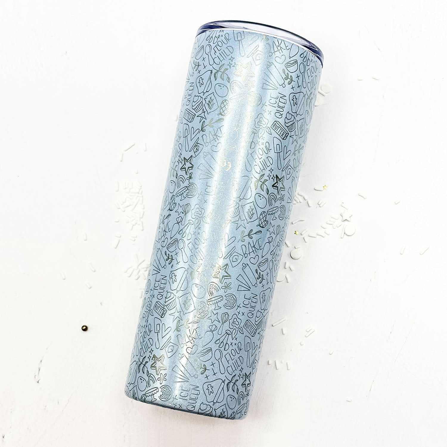 Dusty Blue Glitter Stainless Steel 20 oz. Tumbler