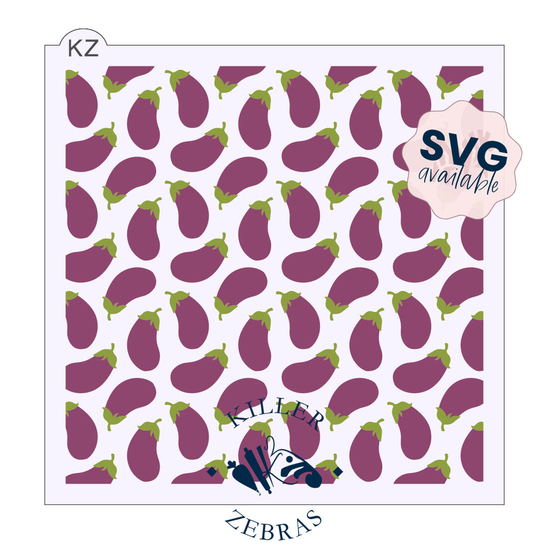 5.5 x 5.5 Stencil Eggplants 2 Part Stencil