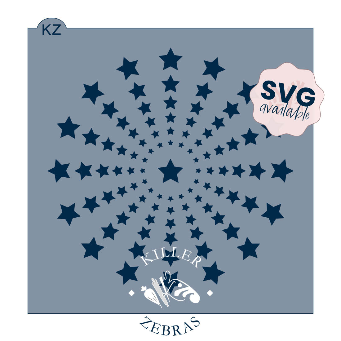 5.5 x 5.5 Stencil Exploding Stars (Style 1) – Cookie Stencil