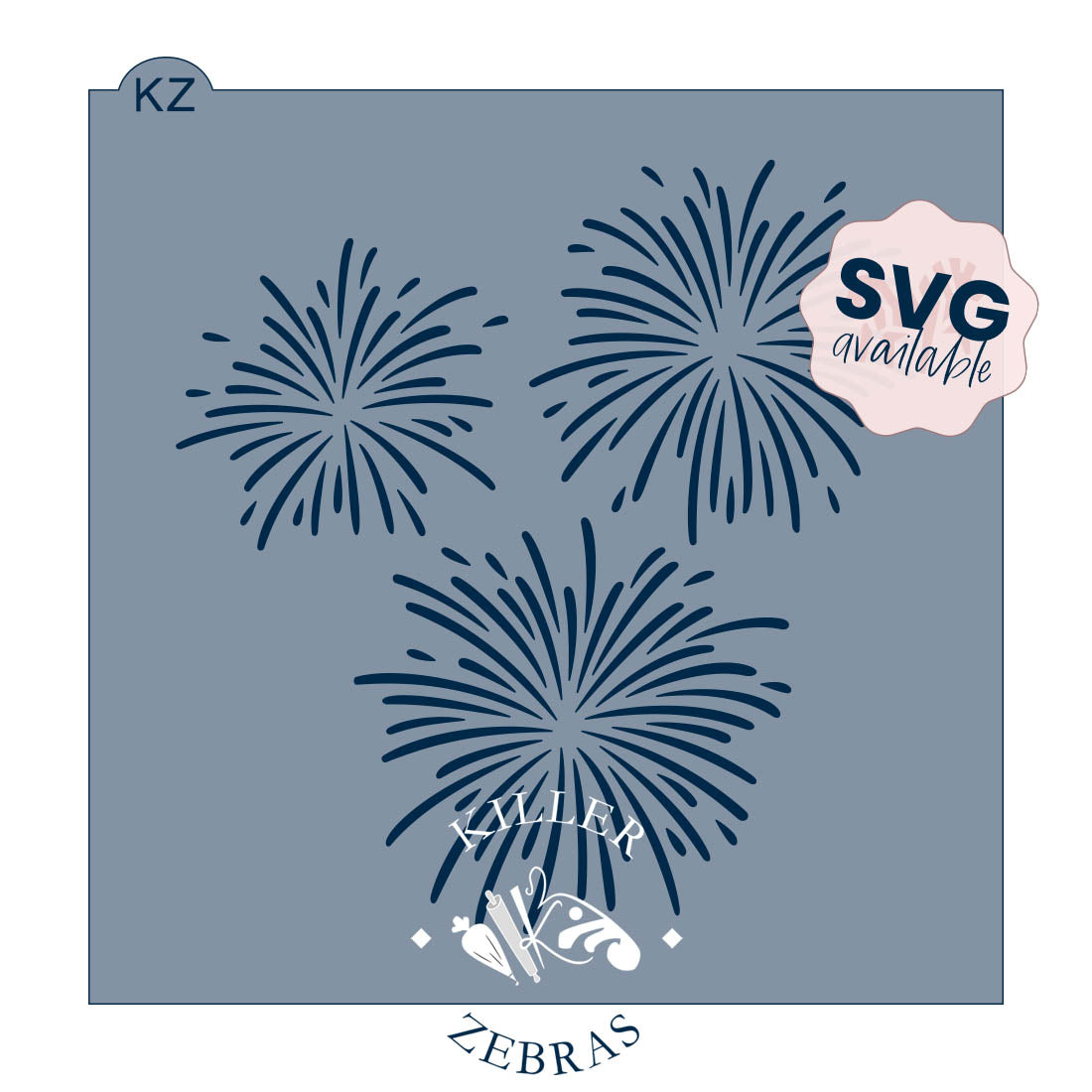 5.5 x 5.5 Stencil Fireworks – Cookie Stencil