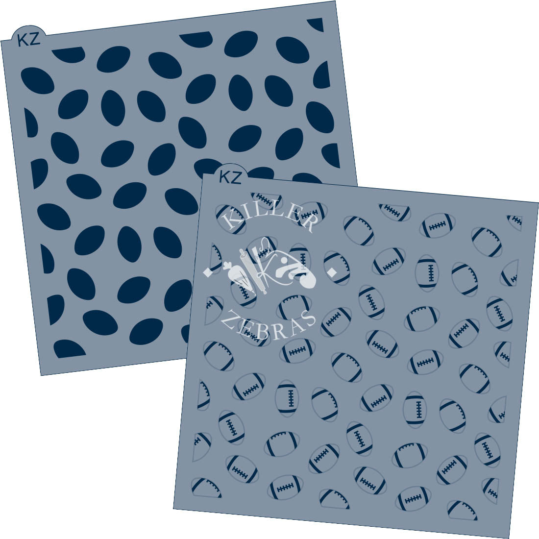 5.5 x 5.5 Stencil Footballs 2 Part Stencil