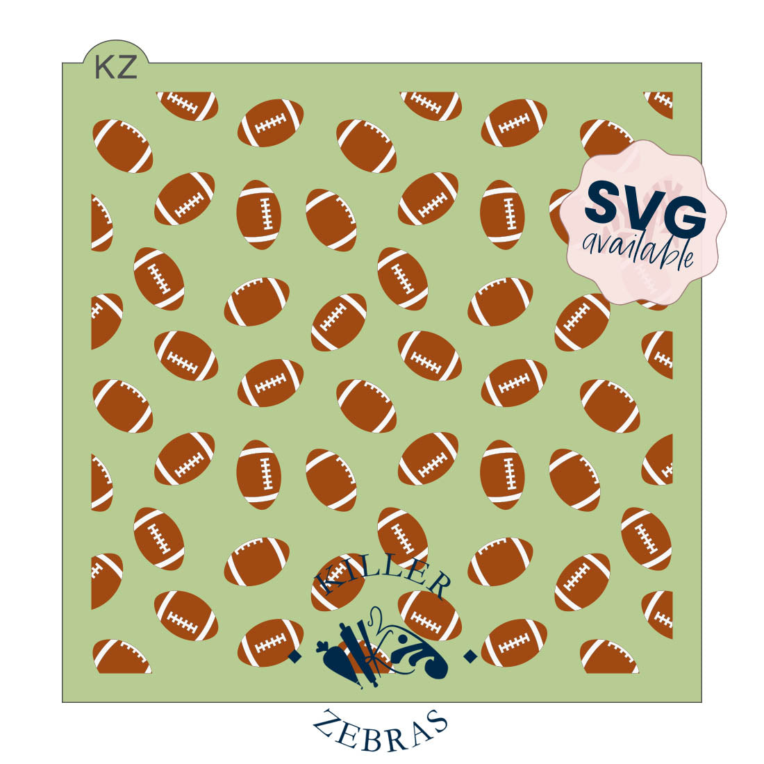 5.5 x 5.5 Stencil Footballs 2 Part Stencil