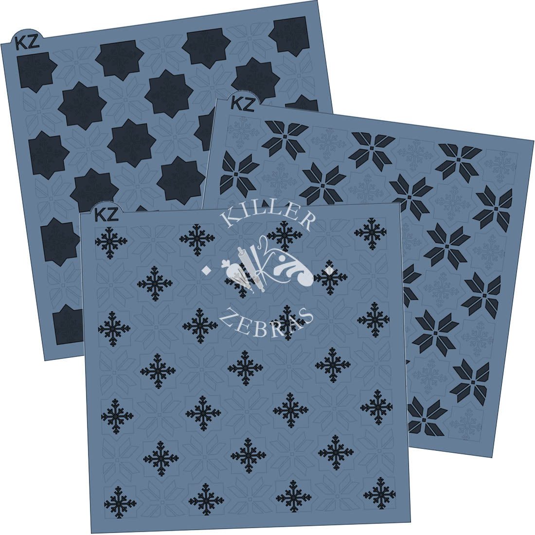 5.5 x 5.5 Stencil Frosted Patchwork 3 Part Stencil