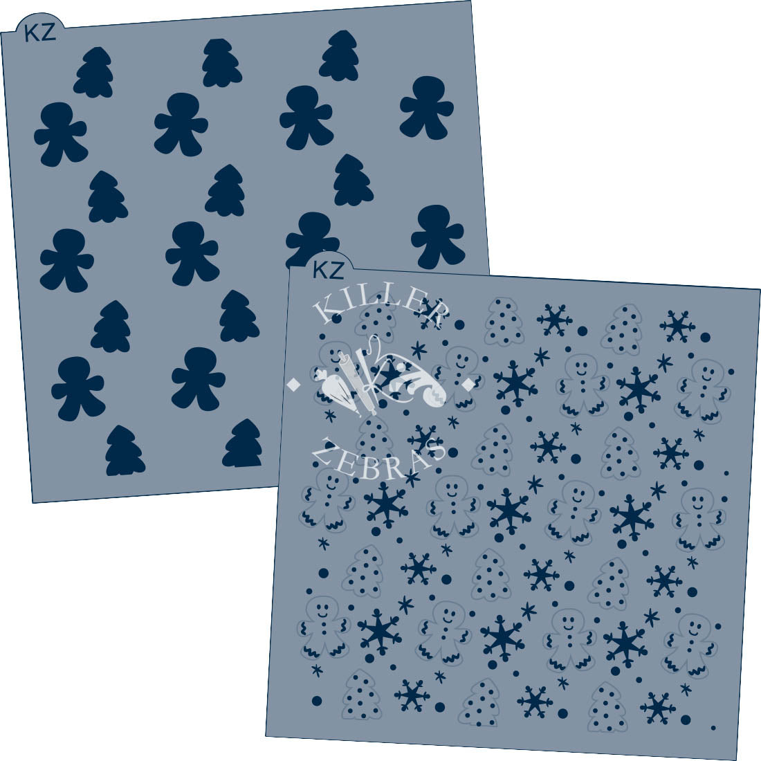 5.5 x 5.5 Stencil Gingerbread Men 2 Part Stencil