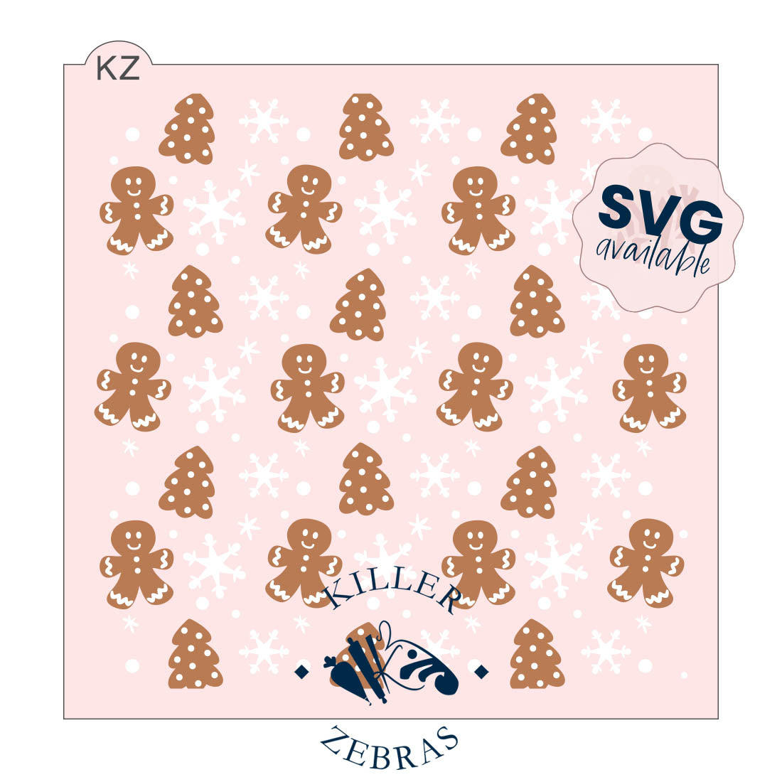 5.5 x 5.5 Stencil Gingerbread Men 2 Part Stencil