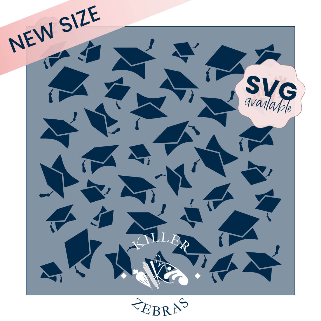 5.5 x 5.5 Stencil Graduation Caps – Cookie Stencil