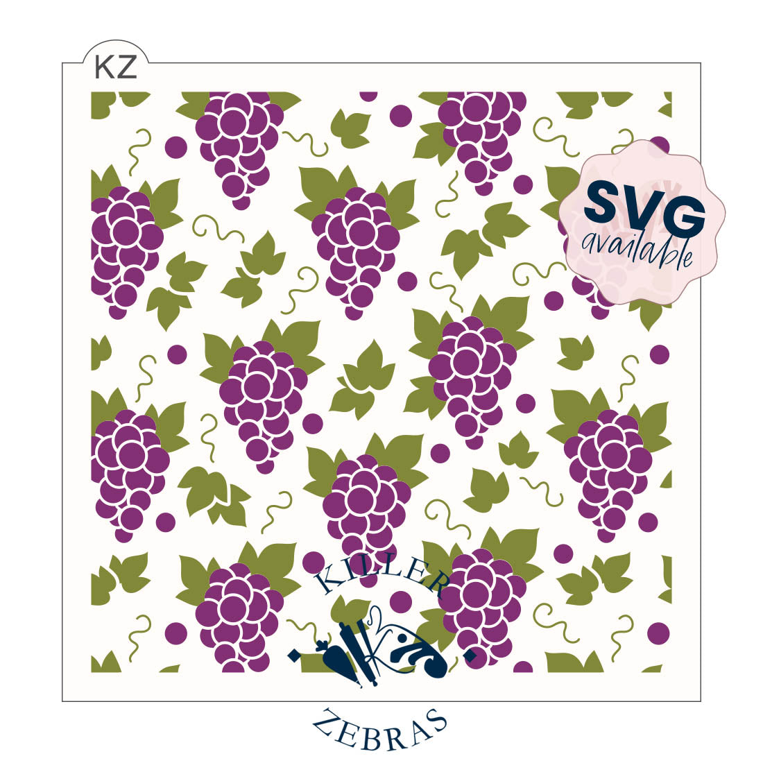 5.5 x 5.5 Stencil Grapes 2 Part Stencil