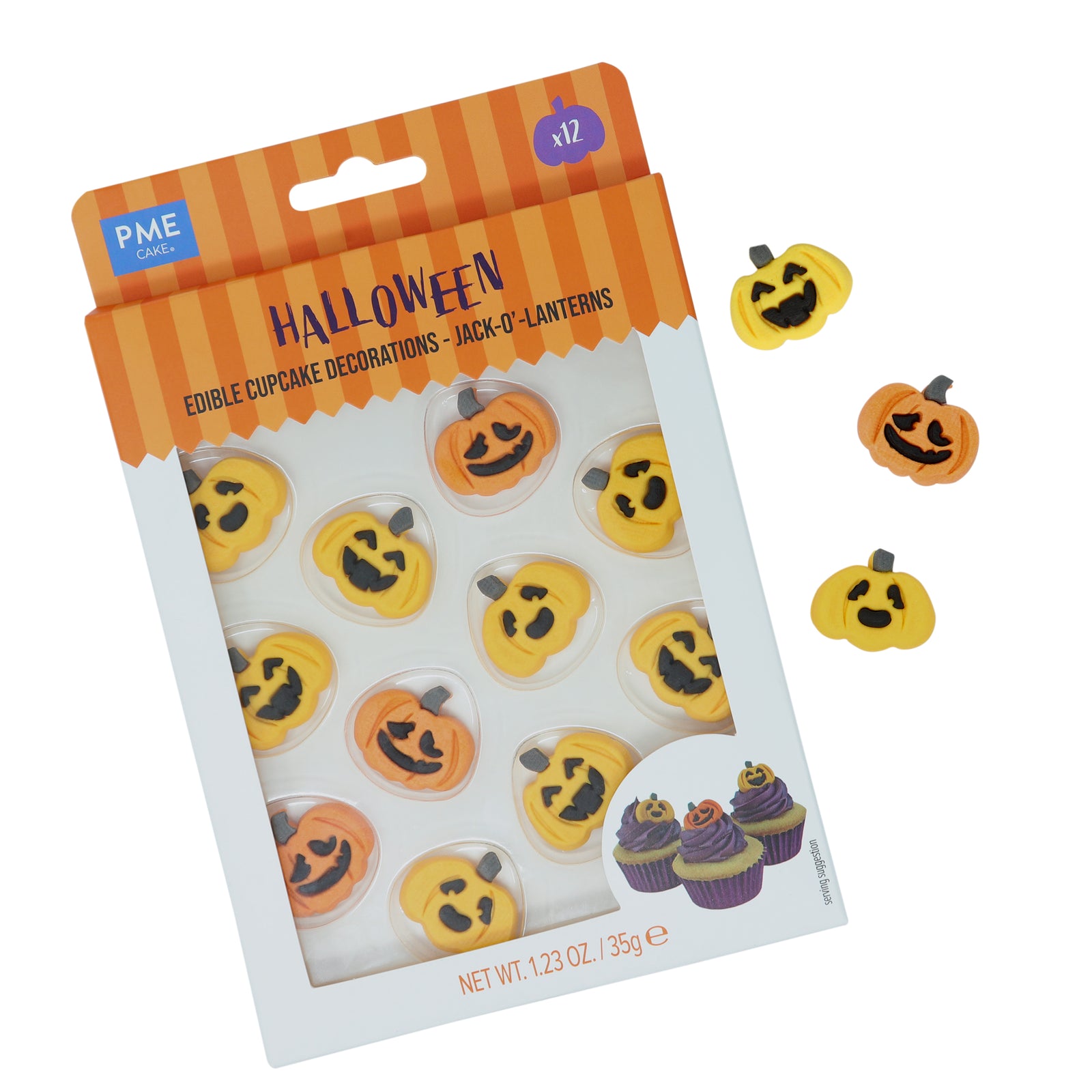 Sprinkles PME Halloween Edible Sugar Decorations - Pumpkins (Pack of 12)