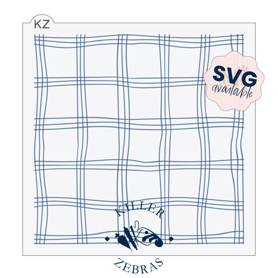 5.5 x 5.5 Stencil Hand Drawn Plaid Stencil