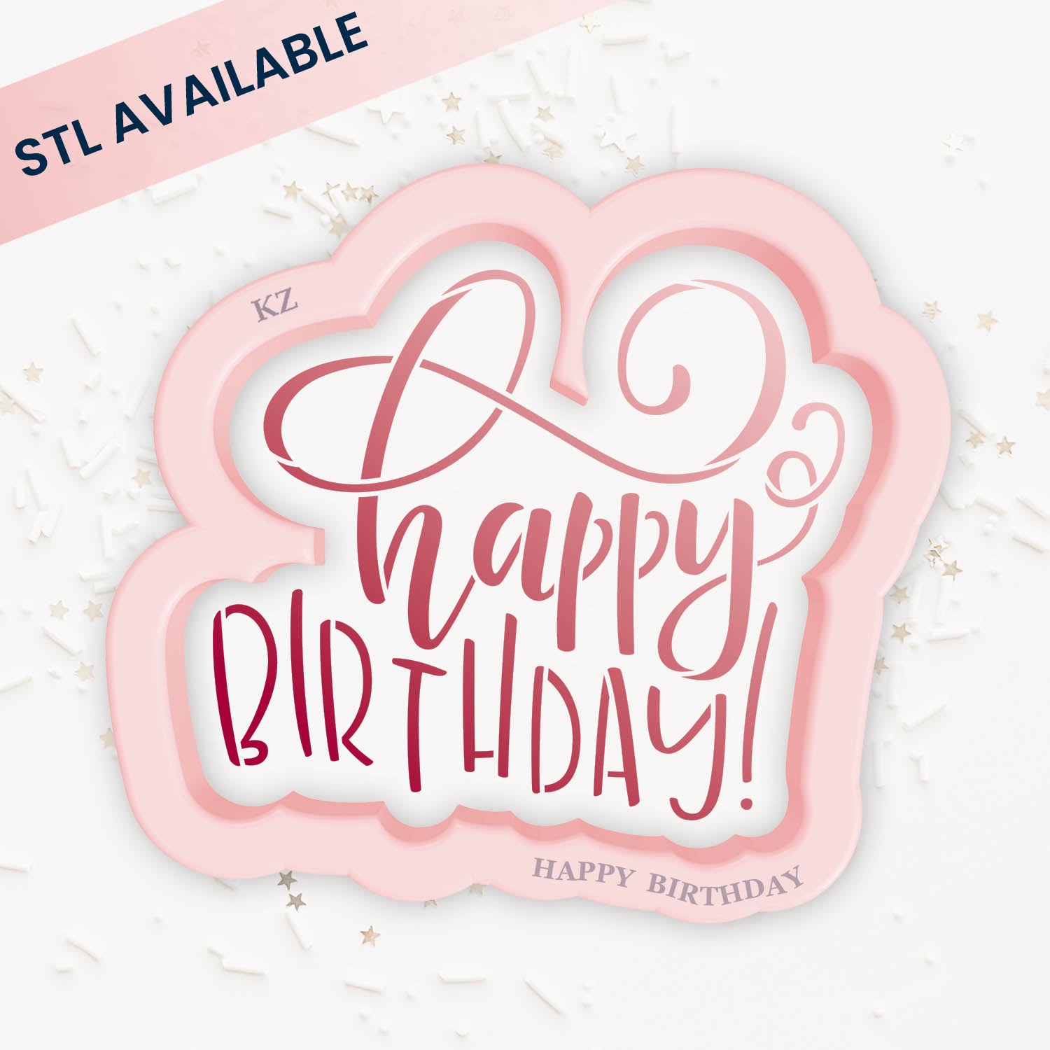 Happy Birthday (Style 2) Cookie Cutter & Stencil Set | Cookie
