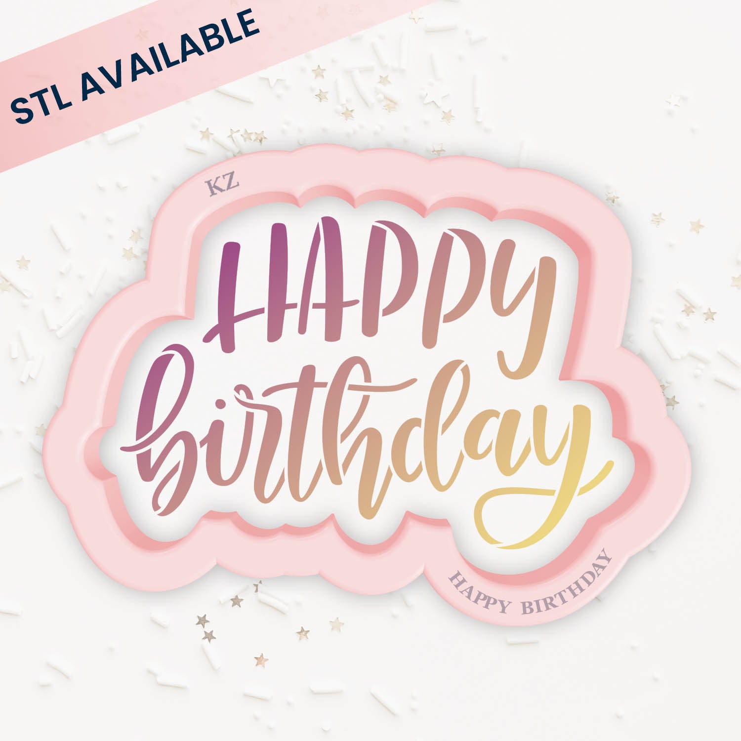 Happy Birthday (Style 3) Cookie Cutter & Stencil Set | Cookie