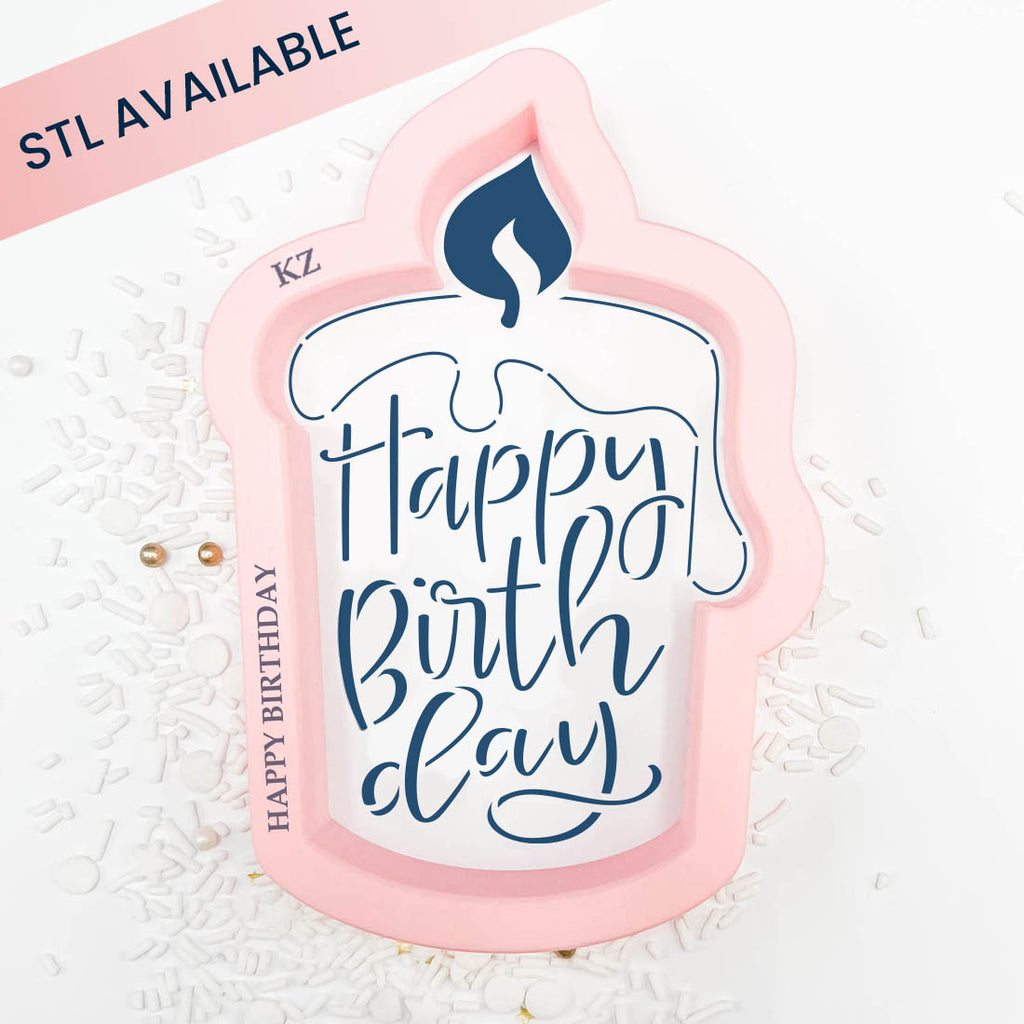 Happy Birthday Candle Cookie Cutter & Stencil Set | Cookie