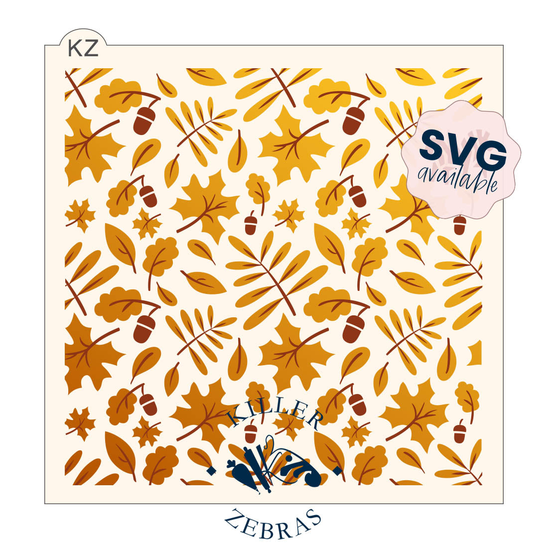 5.5 x 5.5 Stencil Harvest Leaves 2 Part Stencil