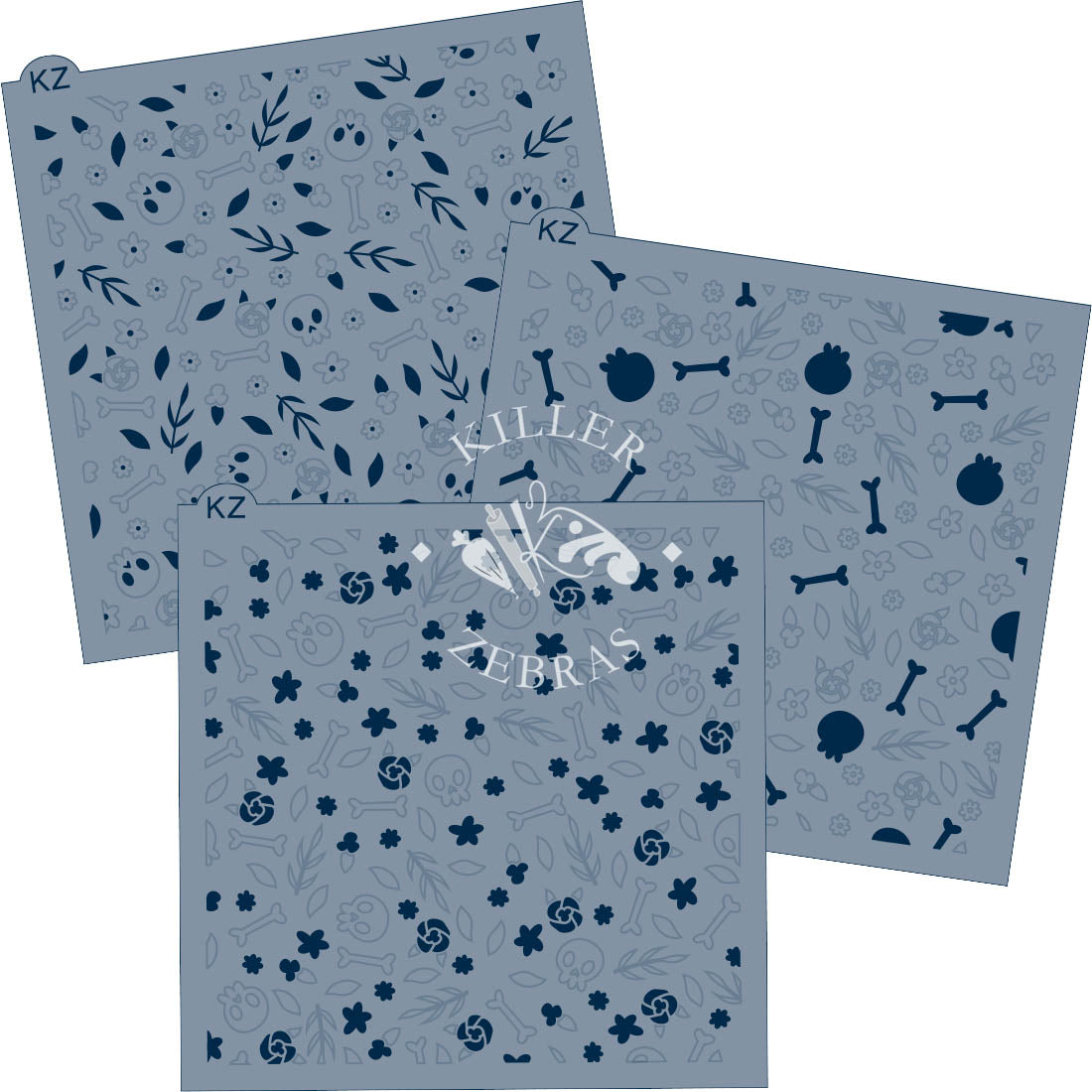 5.5 x 5.5 Stencil Haunted Blooms 3 Part Stencil