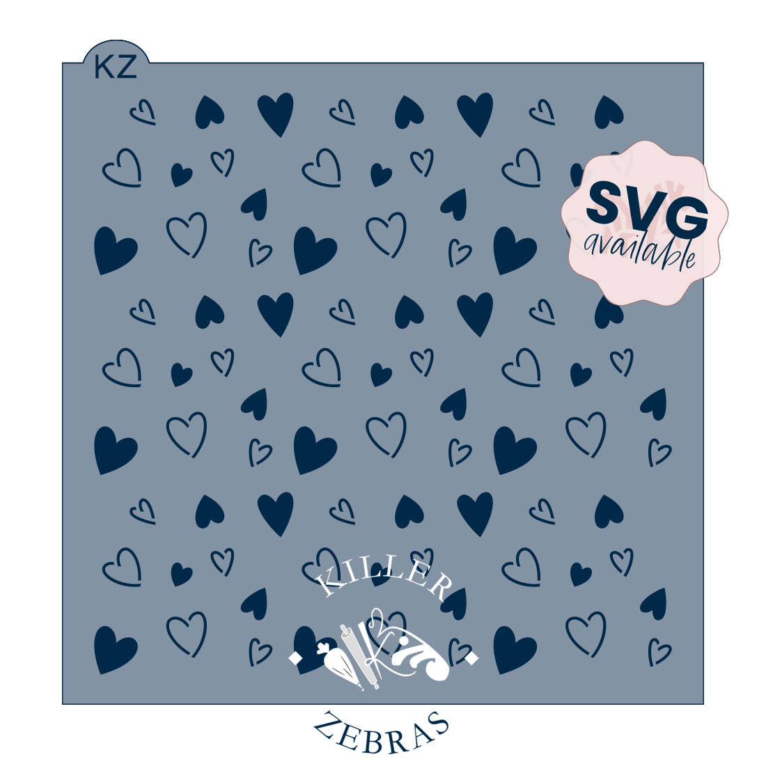 5.5 x 5.5 Stencil Heart Doodle Stencil