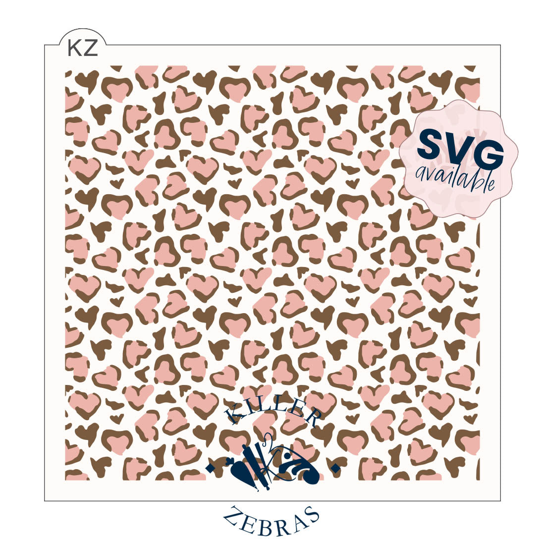 5.5 x 5.5 Stencil Heart Leopard Print 2 Part Stencil