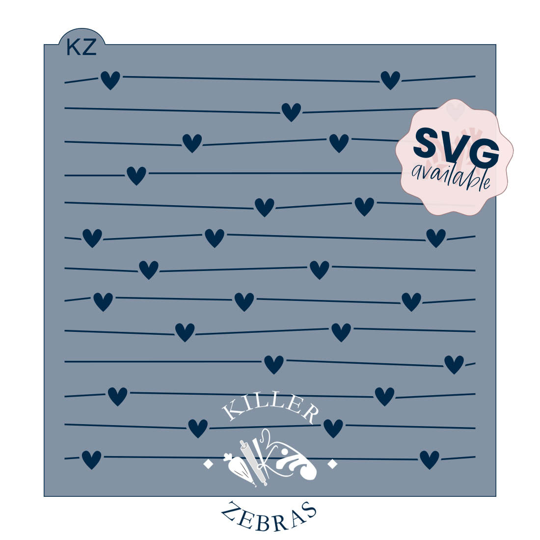 5.5 x 5.5 Stencil Heart on the Line – Cookie Stencil